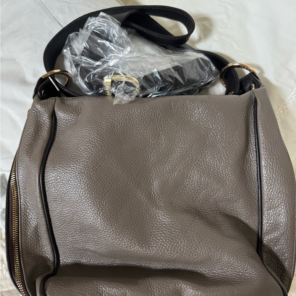 Black and Gray Soft Leather VALENTINA Convertible Crossbody Bag